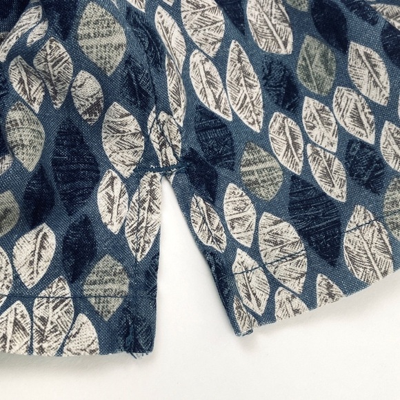 Columbia Linen Blend Shirt Mens XL Blue Leaf Print S/S Button Up Casual - Picture 6 of 10
